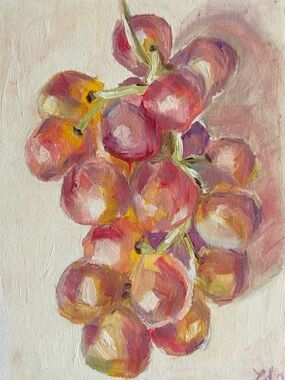 Grapes Original Oil Painting - oil on paper